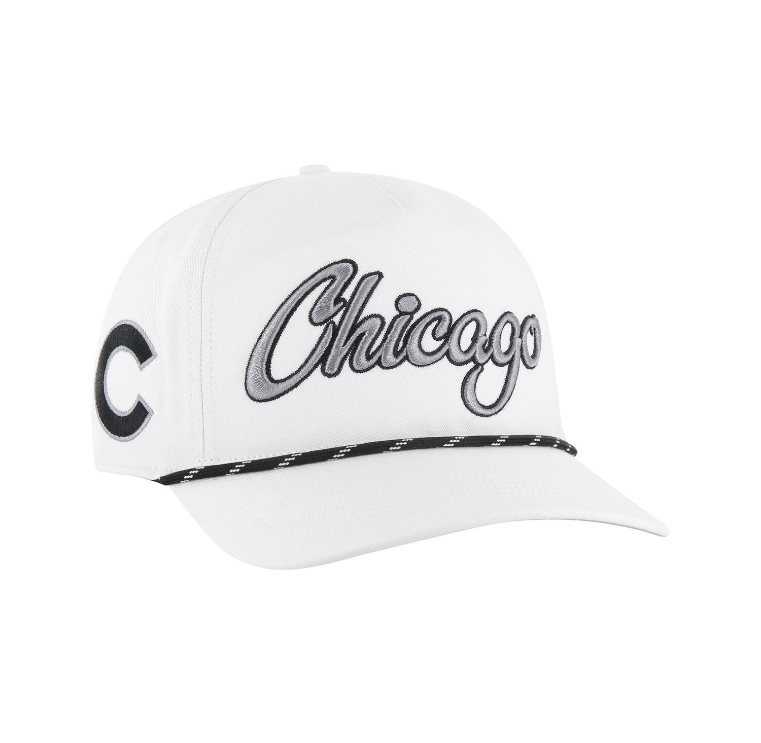 Men's White Chicago Cubs Overhand Speckle Hitch Rope Adjustable Hat