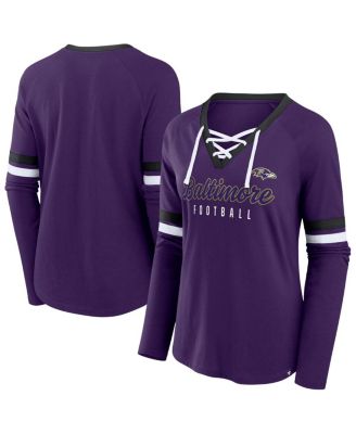Fanatics - Women's Purple Baltimore Ravens Plus Size Won Done Lace-Up V-Neck Long Sleeve T-shirt