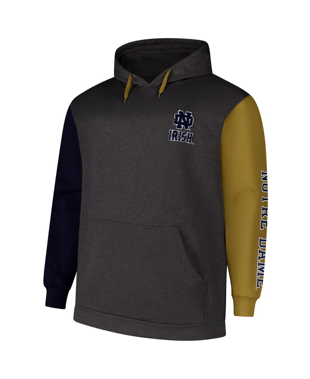 Fanatics Men's Charcoal Notre Dame Fighting Irish Big Tall Contrast Sleeves Pullover Hoodie In Charcoal