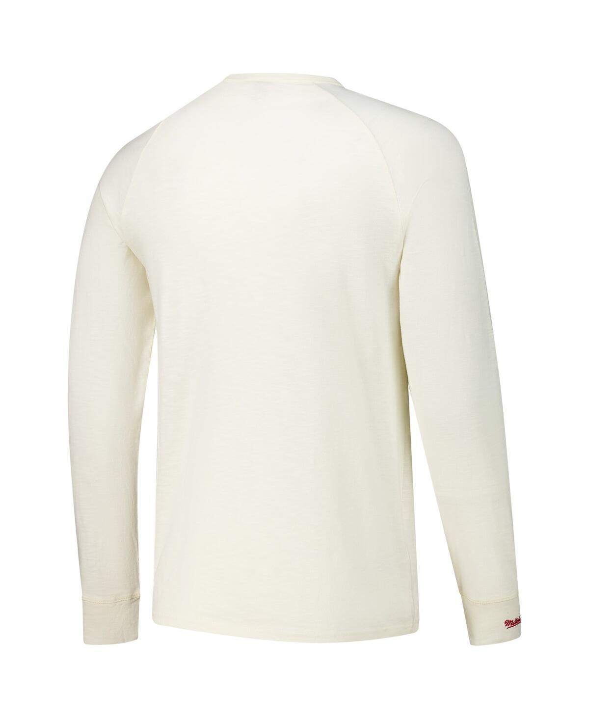 Mitchell & Ness Cream Cincinnati Reds Arched Logo Slub Long Sleeve T-shirt In Cream