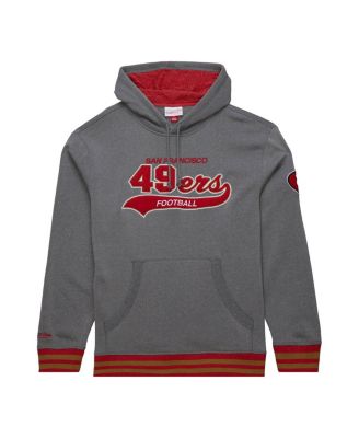 Men's Heather Gray San Francisco 49ers Vintage Logo Snow Washed Fleece Pullover Hoodie