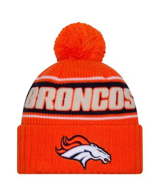 New Era - Big Boys and Girls Orange Denver Broncos 2024 Sideline Sport Cuffed Knit Hat with Pom