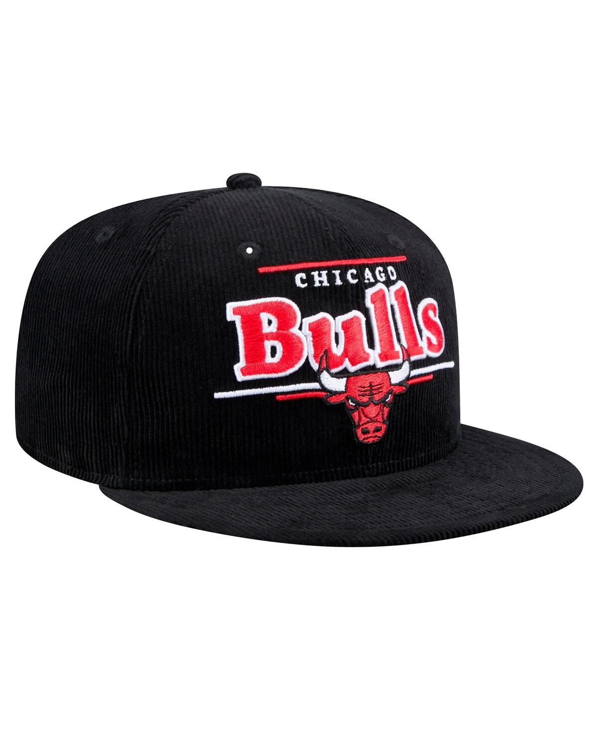 New Era Men's Black Chicago Bulls Throwback Display Corduroy 9fifty Snapback Hat In Black