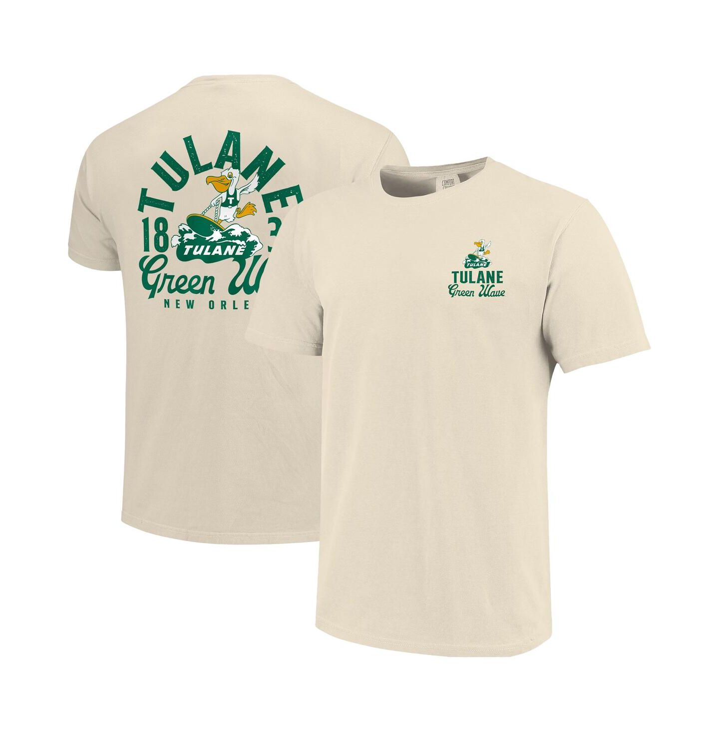 Мужская футболка Image One Cream Tulane Green Wave Comfort Colors Mascot Overlay — фото 1