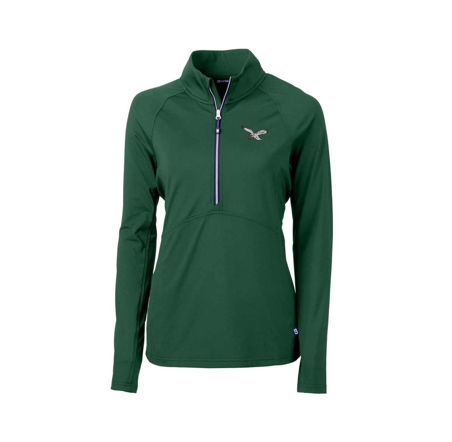 Women's Green Philadelphia Eagles Gridiron Classics Logo Adapt Eco Knit Stretch Half-Zip Pullover Top