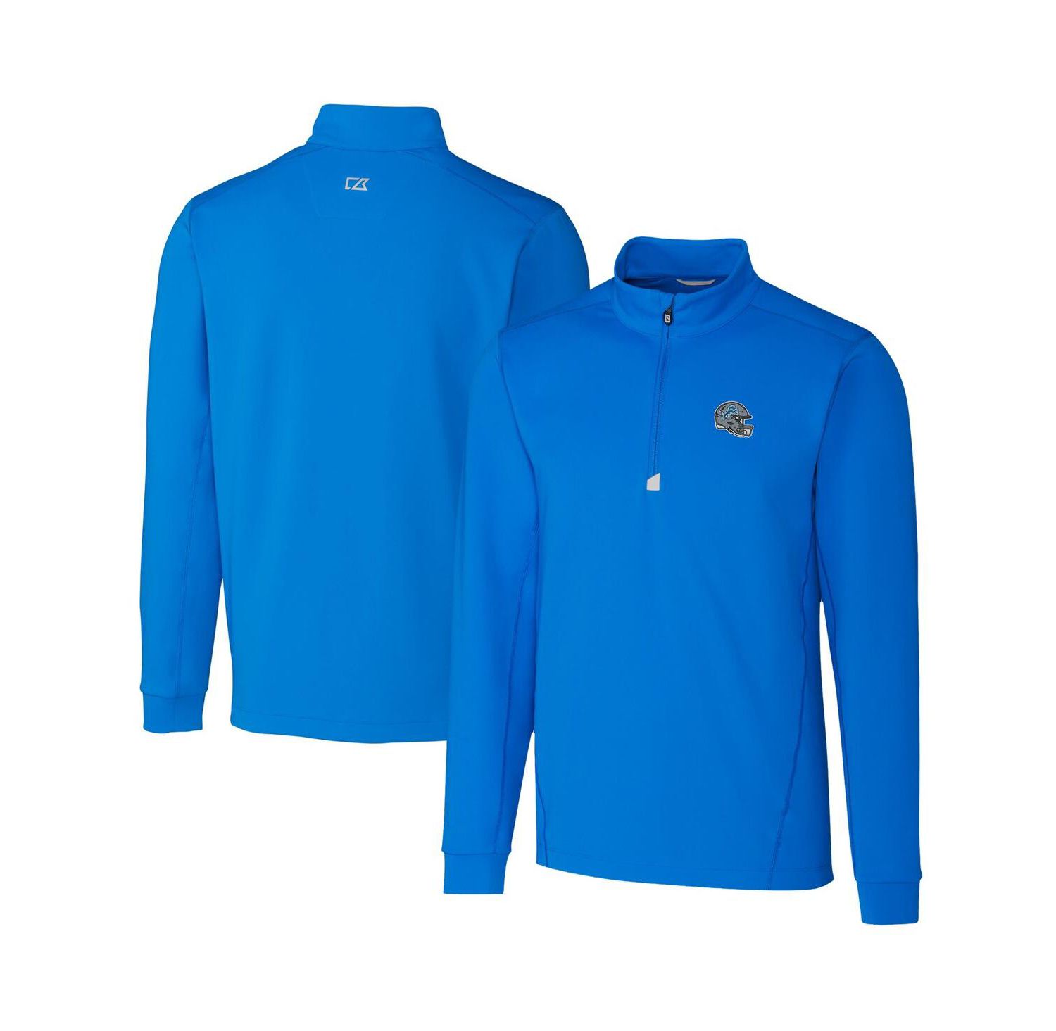 Men's Blue Detroit Lions Helmet Traverse Stretch Quarter-Zip Pullover Top