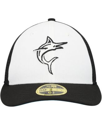 Men's Black/White Miami Marlins 2023 On-Field Batting Practice Low Profile 59FIFTY Fitted Hat