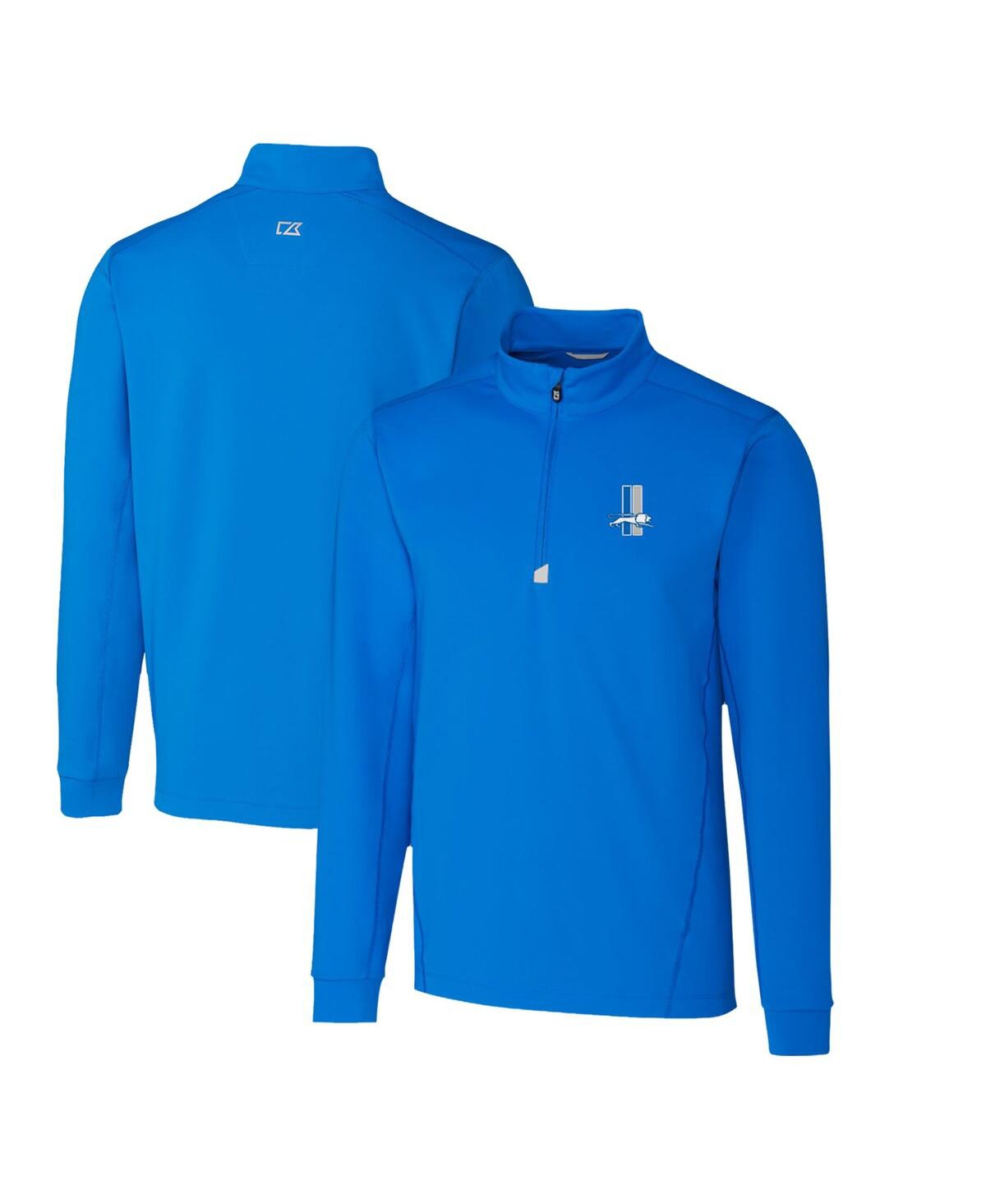 Men's Blue Detroit Lions Throwback Logo Traverse Stretch Quarter-Zip Pullover Top - Blue