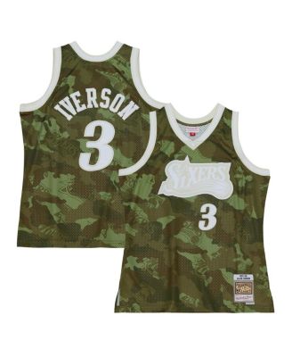 Mitchell & Ness - Men's  Allen Iverson Camo Philadelphia 76ers Hardwood Classics 1997/98 Ghost Green Swingman Jersey