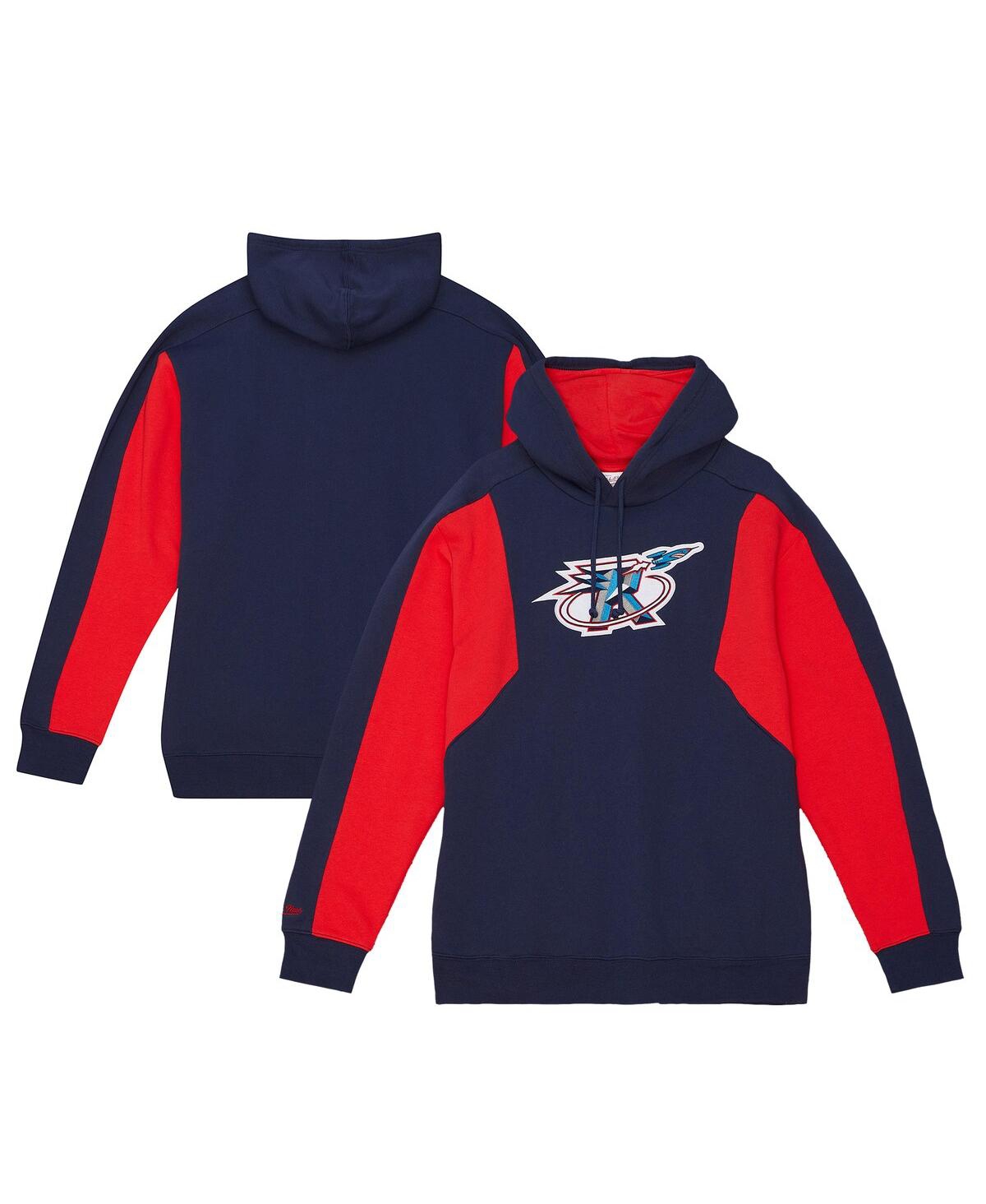 Mitchell & Ness Men's Navy Houston Rockets Color Block 2.0 Fleece Pullover Hoodie In Navy