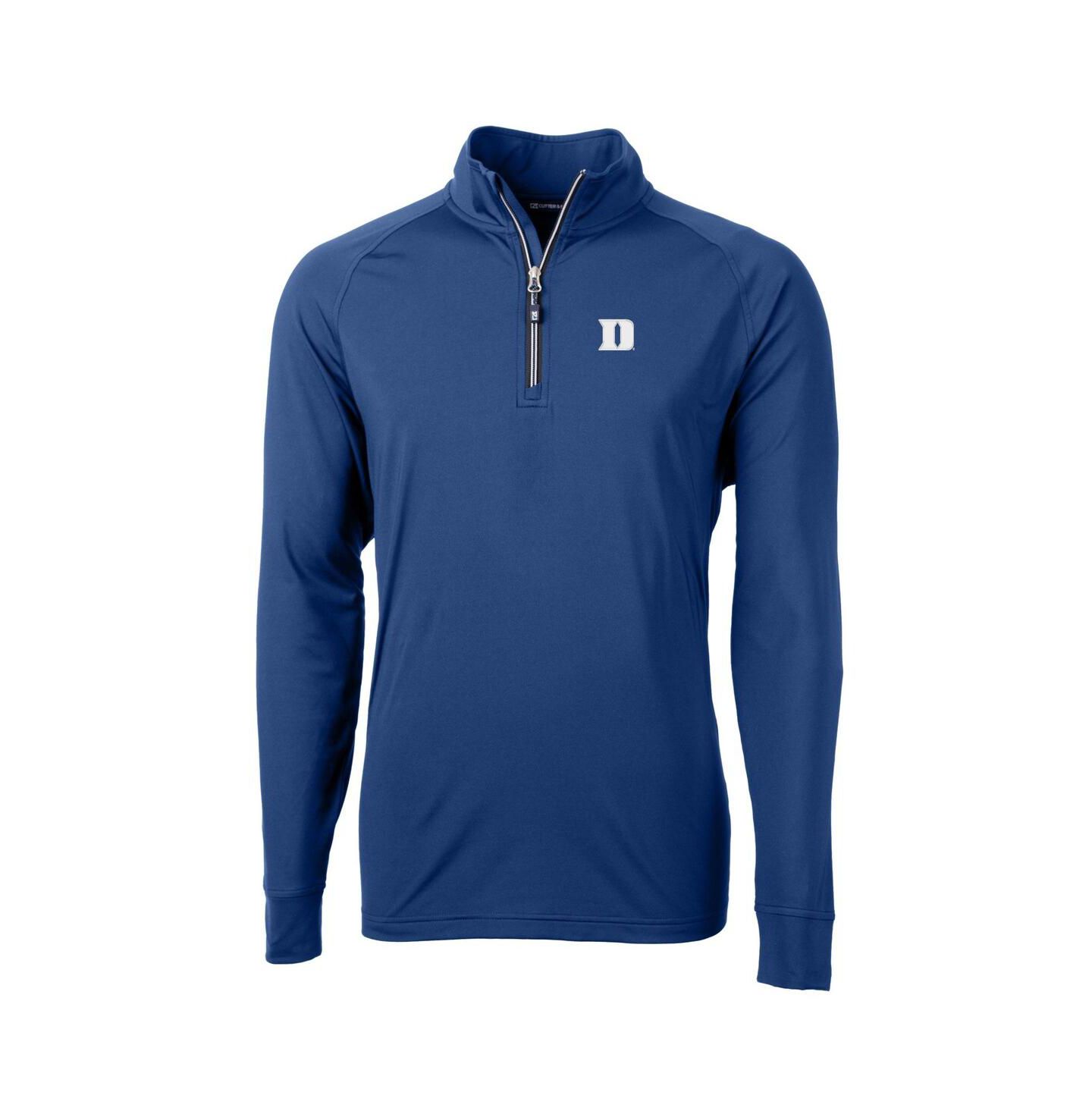Мужской топ Cutter & Buck Royal Duke Blue Devils Adapt Knit Stretch Raglan DryTec Quarter-Zip — фото 3