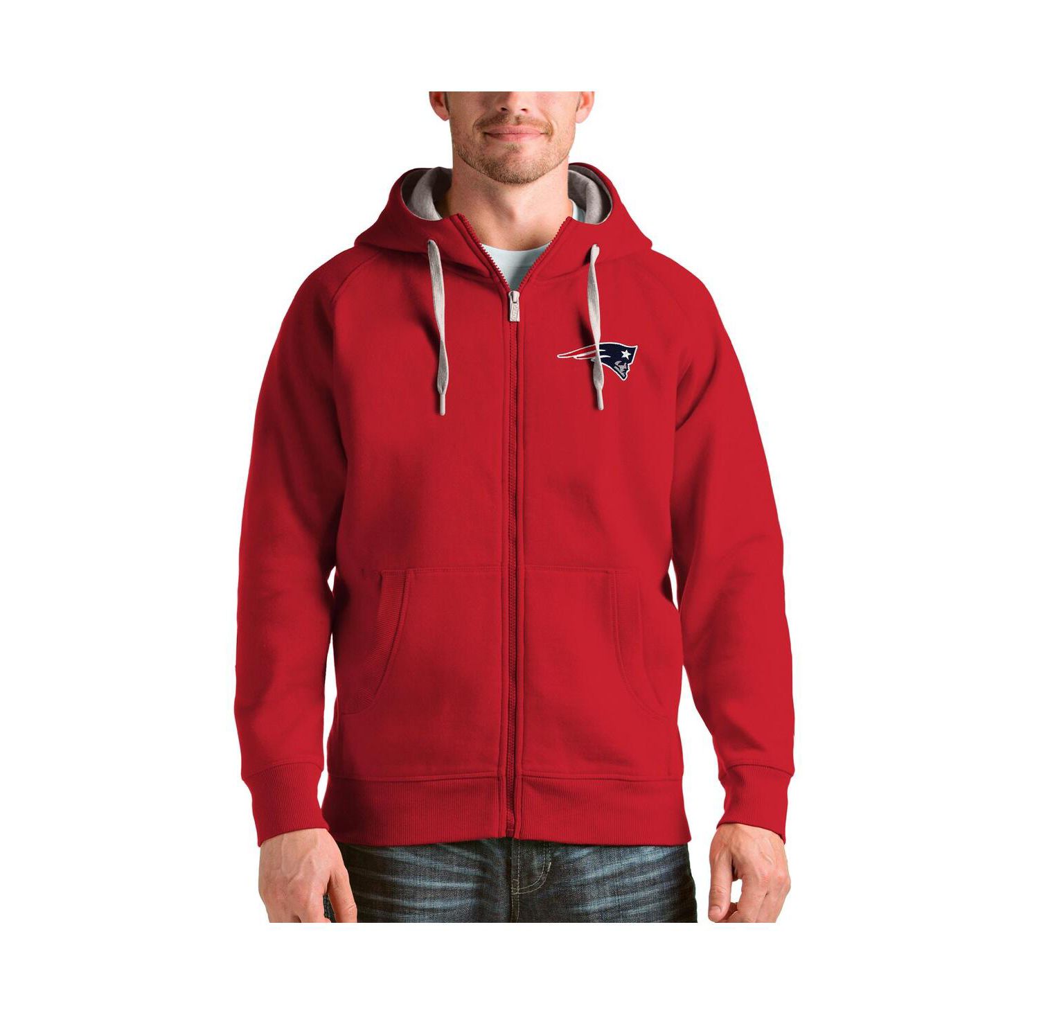 Men's Red New England Patriots Victory Full-Zip Hoodie