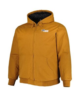Men's Tan Detroit Lions Big Tall Dakota Canvas Hoodie Full-Zip Jacket