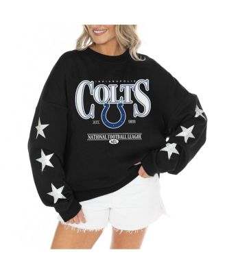 Gameday Couture - Women's  Black Indianapolis Colts Rhinestone Star Sleeve Settle the Score Tri-Blend Pullover