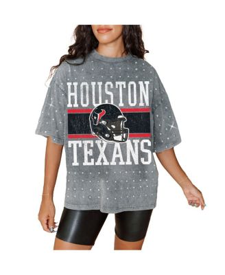 Gameday Couture - Women's  Gray Houston Texans Oversized Mini Rhinestone Classic T-Shirt