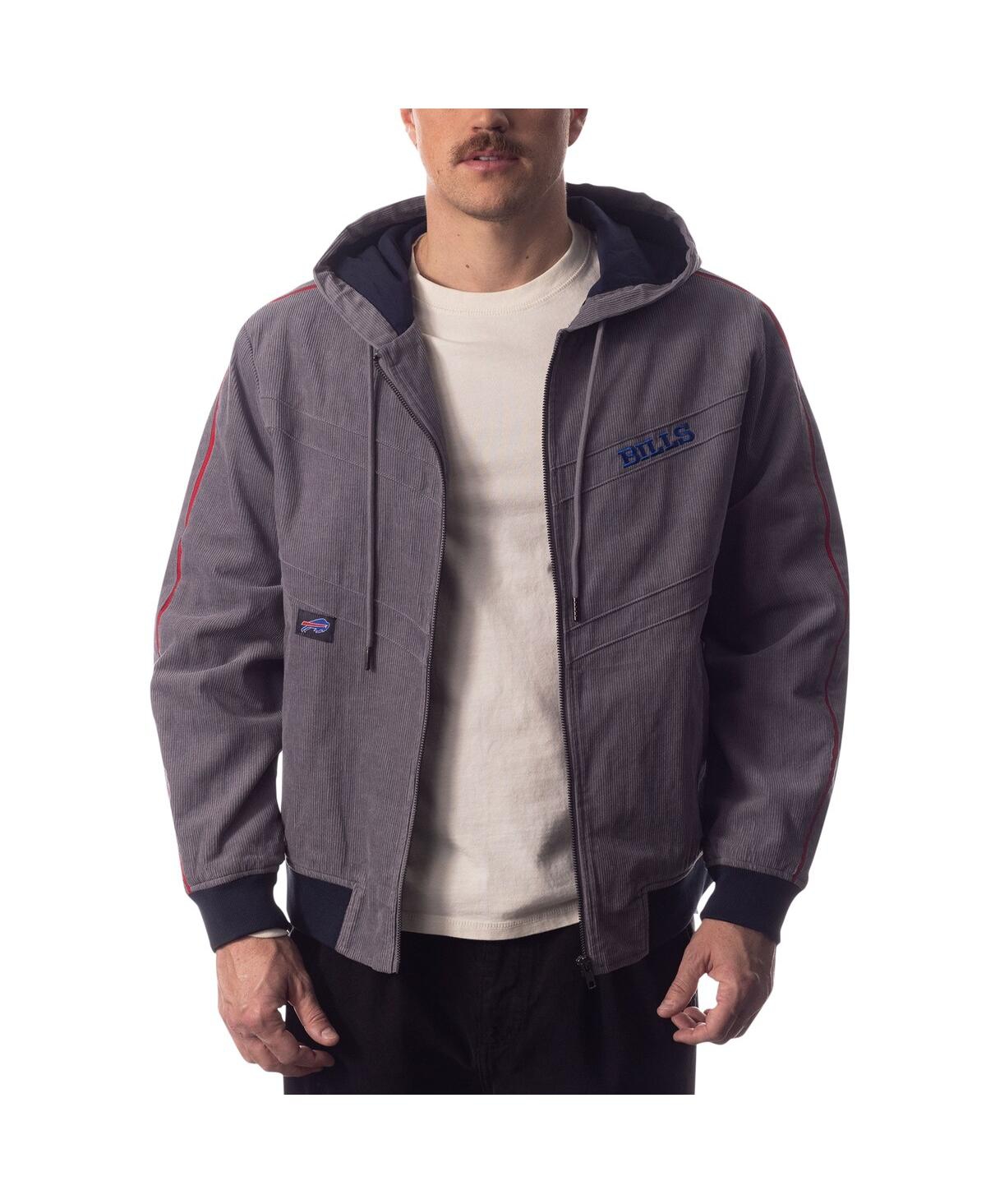 Men's and Women's Gray Buffalo Bills Corduroy Full-Zip Bomber Hoodie Jacket - Gray