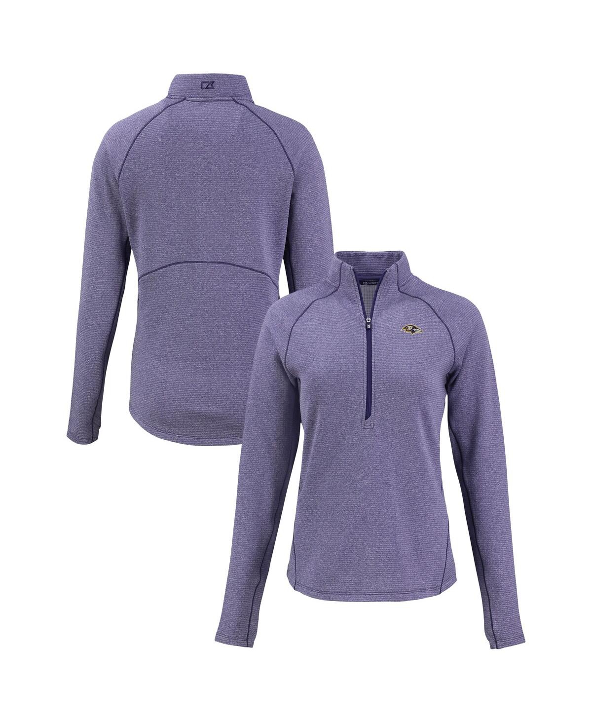 Women's Heather Purple Baltimore Ravens Peshastin Eco Fleece Tri-Blend Raglan Half-Zip Jacket - Heather Purple