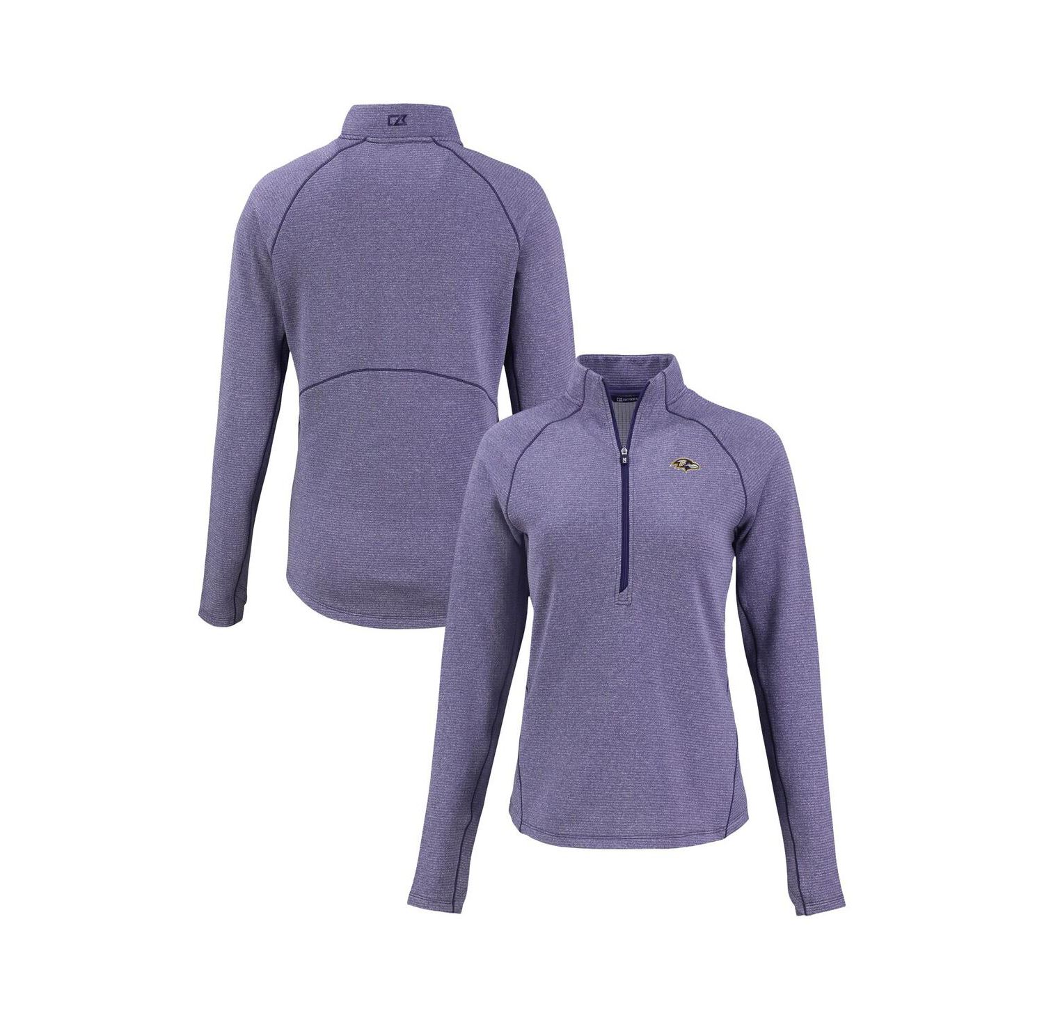 Women's Heather Purple Baltimore Ravens Peshastin Eco Fleece Tri-Blend Raglan Half-Zip Jacket