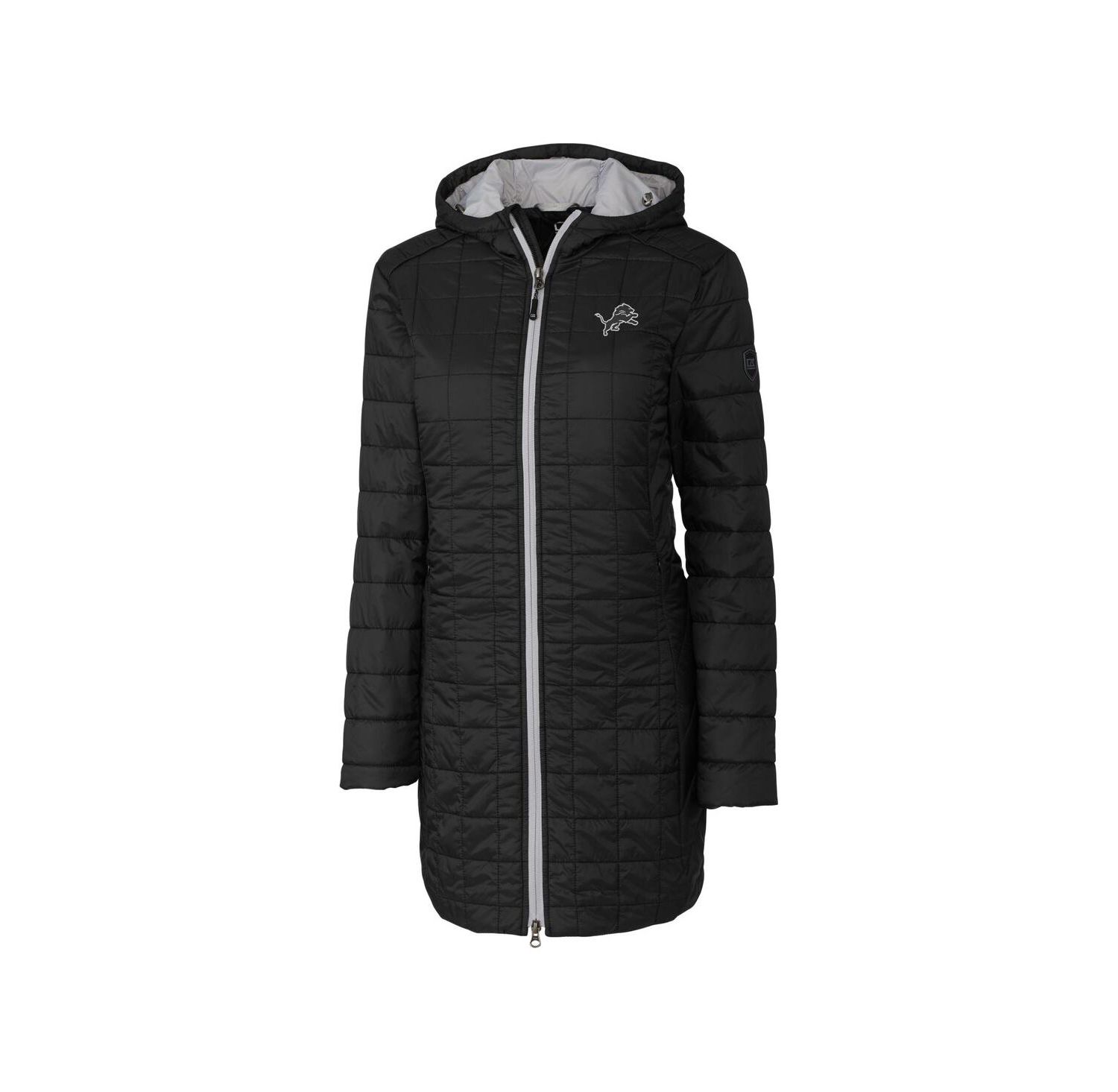 Women's Black Detroit Lions Rainier PrimaLoft Eco Insulated Full-Zip Hoodie Long Coat