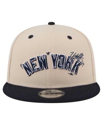 Men's Cream/Black New York Yankees Team Art 9FIFTY Snapback Hat