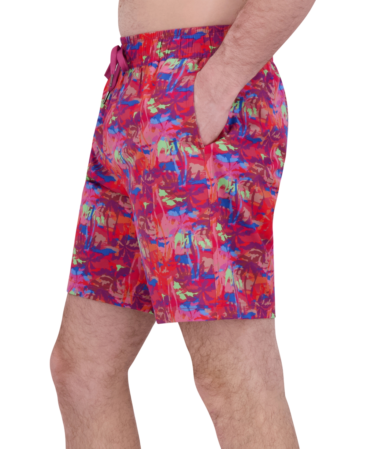 Robert Graham Men's Drew Floral Print Drawstring 7" Swim Trunks In Palm Trees