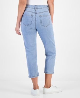 Petite High-Rise Cropped Straight-Leg Jeans