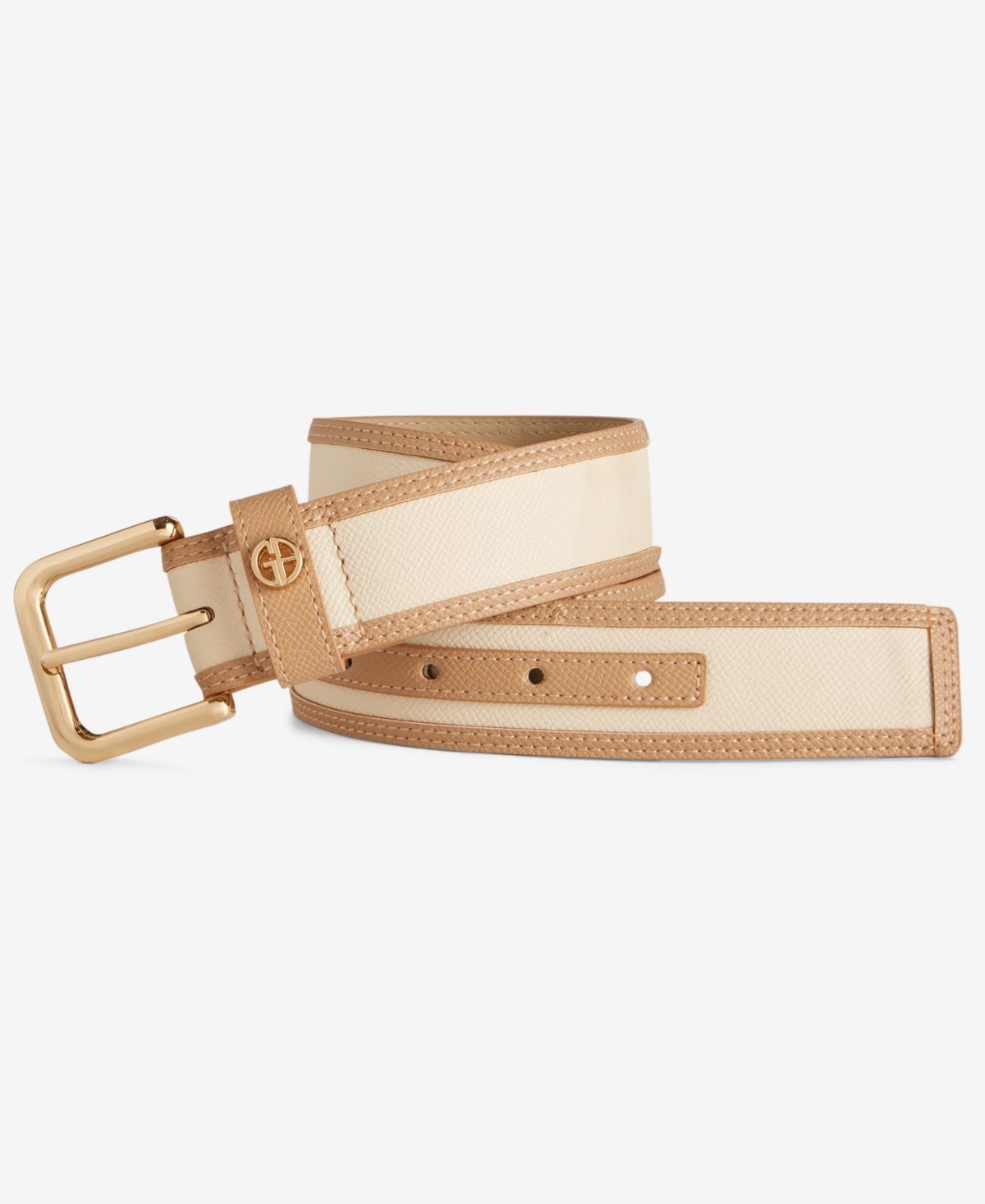Giani Bernini Edge-stitch-trim Pant Belt, Exclusively At Macy's In Natural