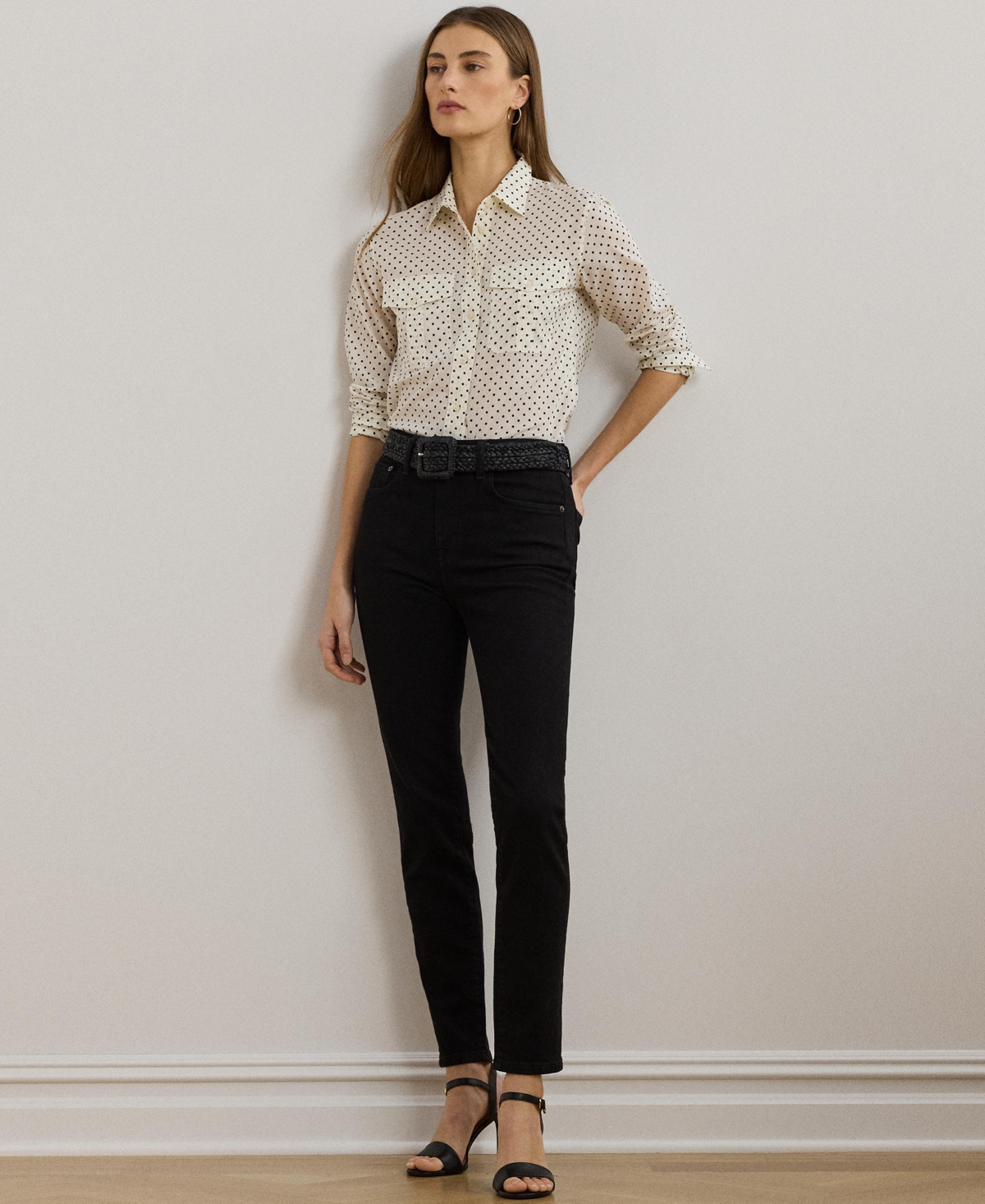 RALPH LAUREN WOMEN'S CLASSIC-FIT POLKA-DOT COTTON VOILE SHIRT 
