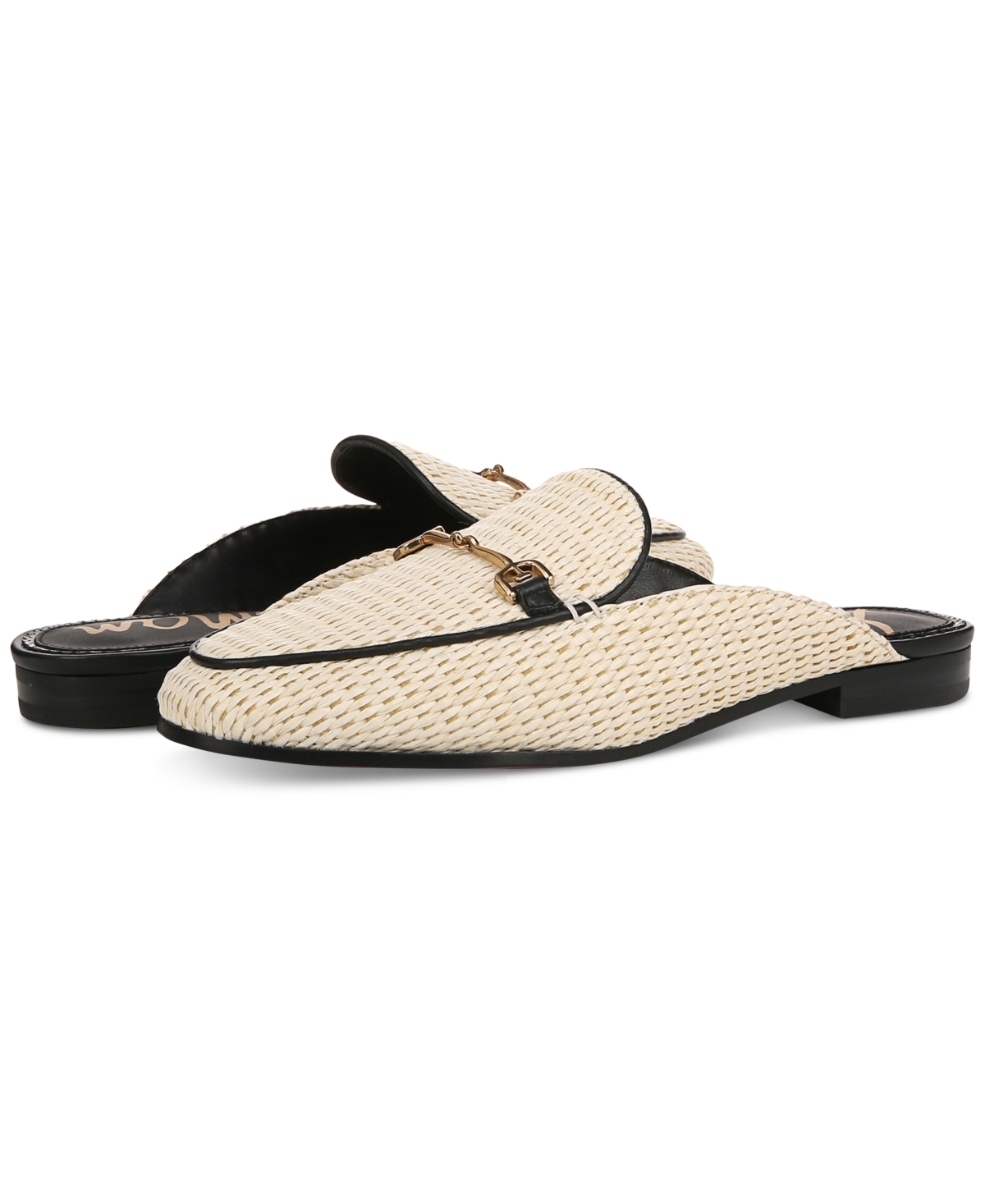 Shop Sam Edelman Women's Linnie Tailored Mules In Linen Faux Raffia