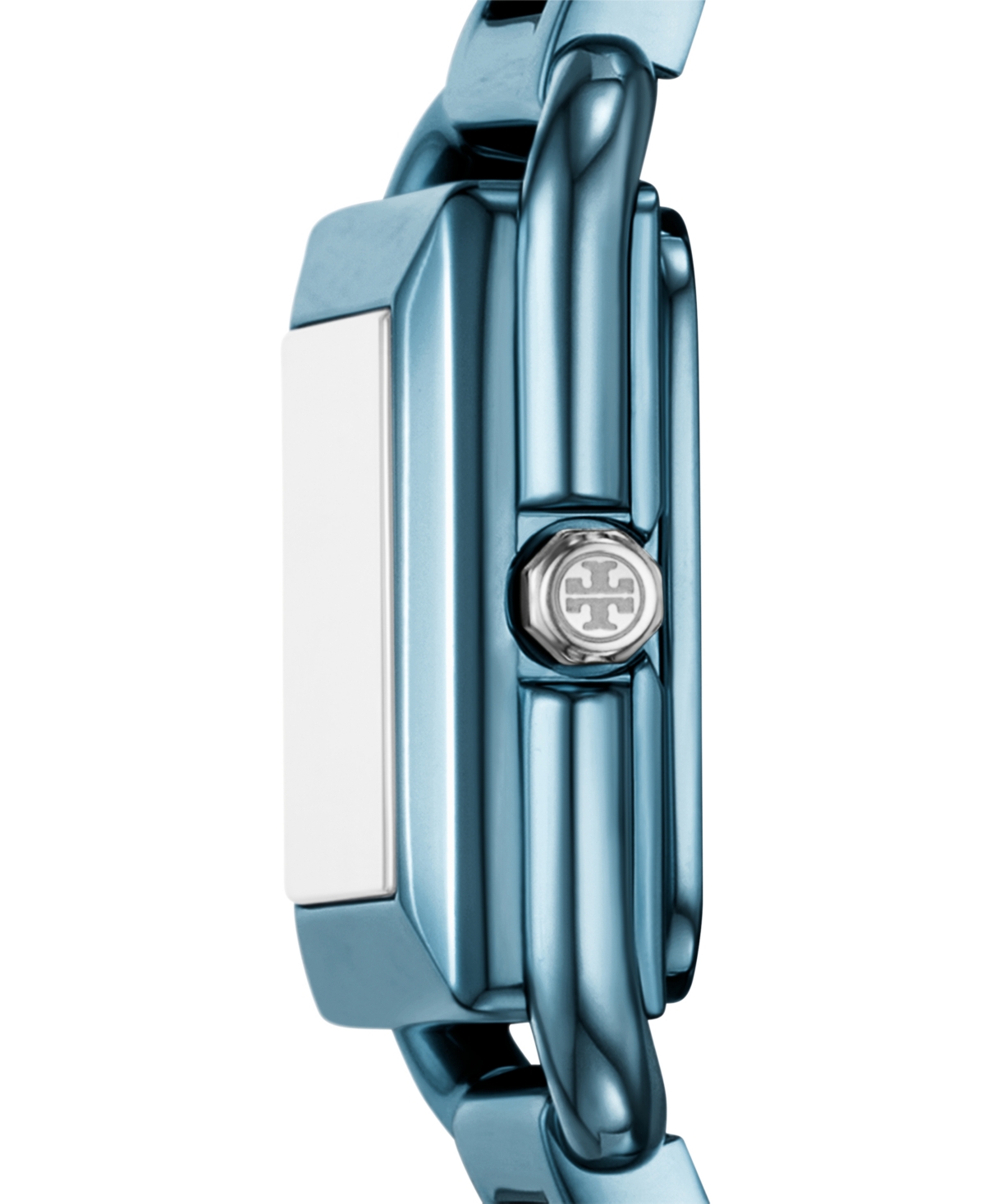 Tory Burch The Kira Square Mini Three Hand Blue Stainless Steel Watch, 18mm X 18mm In Multicolor