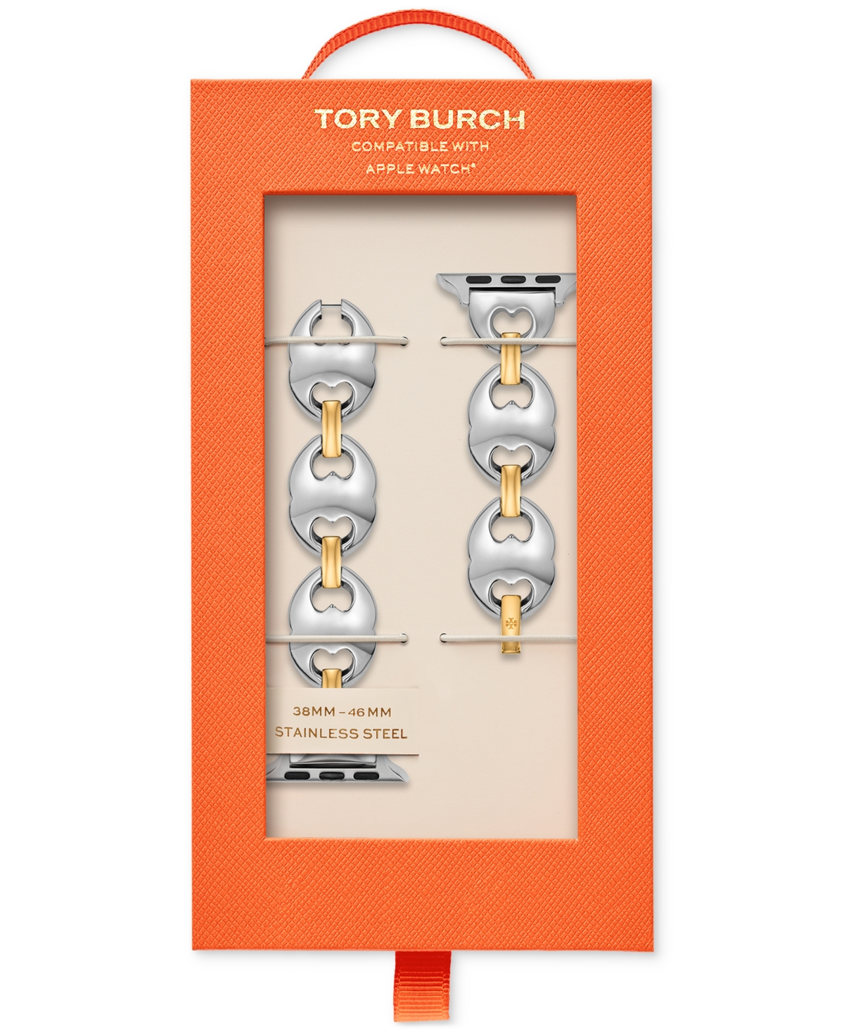 Tory Burch Women's The Double T Link Two-tone Stainless Steel Bracelet For Apple Watch 38-46mm In Multicolor
