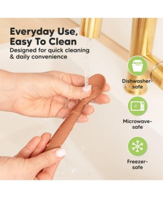 3-Pack Prep Baby Spoons, Silicone Baby Utensils for Self Feeding 6-24 Months, All Stages Baby Feeding Set, BLW Toddler Spoons