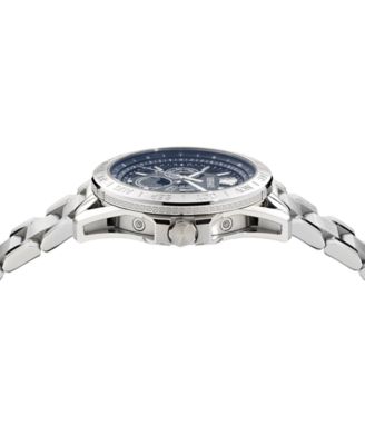 Men's Swiss V-Galaxy Moonphase Stainless Steel Bracelet Watch 43mm