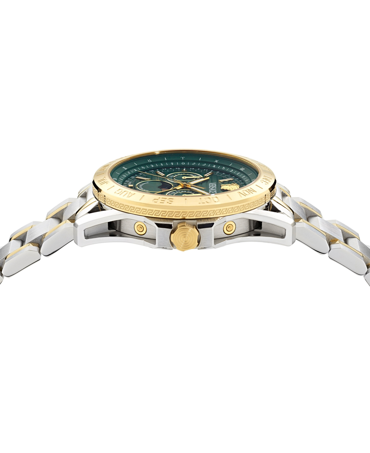 Versace Men's Swiss V-galaxy Moonphase Two-tone Stainless Steel Bracelet Watch 43mm In Two Tone