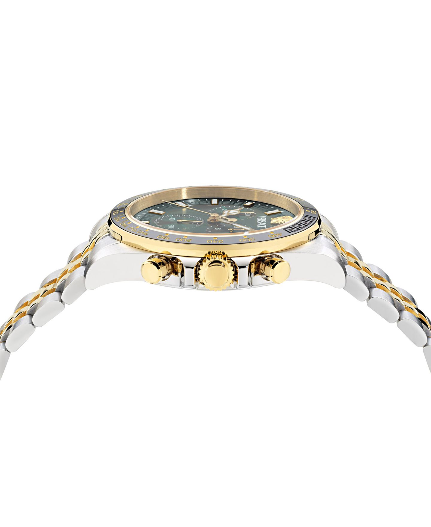Мужские часы Versace Swiss Chronograph Greca Chrono Wave Two-Tone Stainless Steel Bracelet Watch 43mm — фото 2