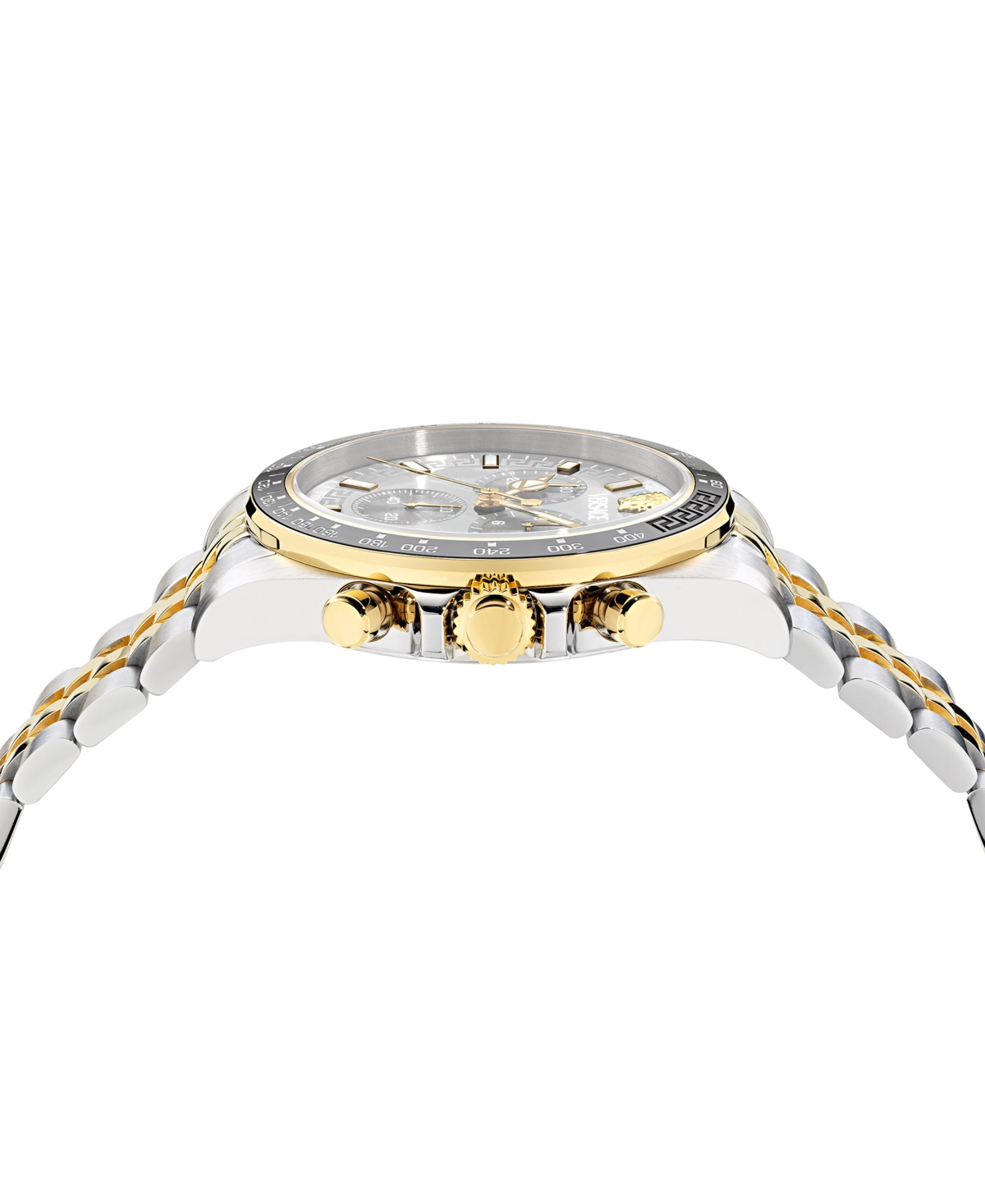 Versace Men's Swiss Chronograph Greca Chrono Wave Two-tone Stainless Steel Bracelet Watch 43mm In Two Tone
