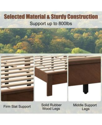 Bed Frame Platform Slat High Headboard Bedroom with Rubber Wood Leg