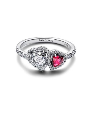 Sterling Silver Halo Hearts Ring