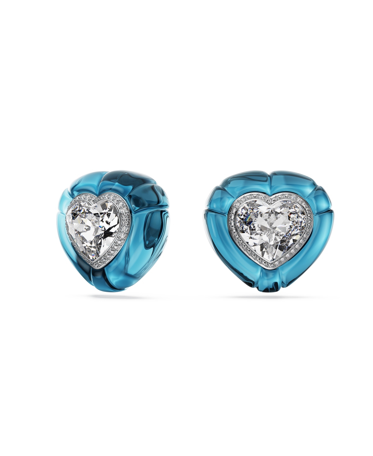 Swarovski Dulcis Heart Cut Clip Earrings In Blue