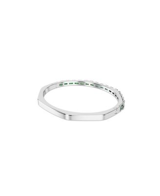 Matrix Baguette Cut Green Rhodium Plated Bangle Bracelet
