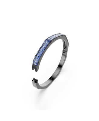 Matrix Baguette Cut Blue Ruthenium Plated Bangle Bracelet