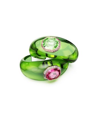 Dulcis Octagon Cut Pav&eacute; Gold-Tone Plated Cuff Bracelet Set