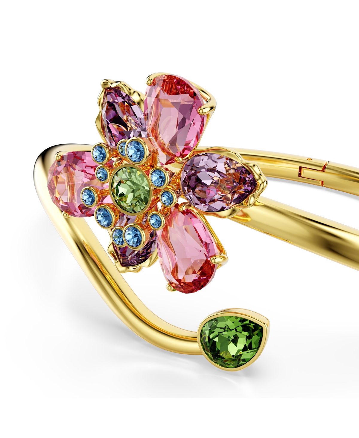 Shop Swarovski Idyllia Mixed Cuts Flower Multicolored Gold-tone Plated Bangle Bracelet