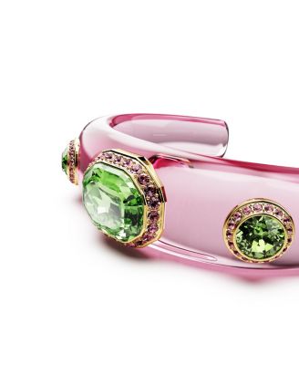 Dulcis Mixed Cuts Multicolored Gold-Tone Plated Cuff Bracelet