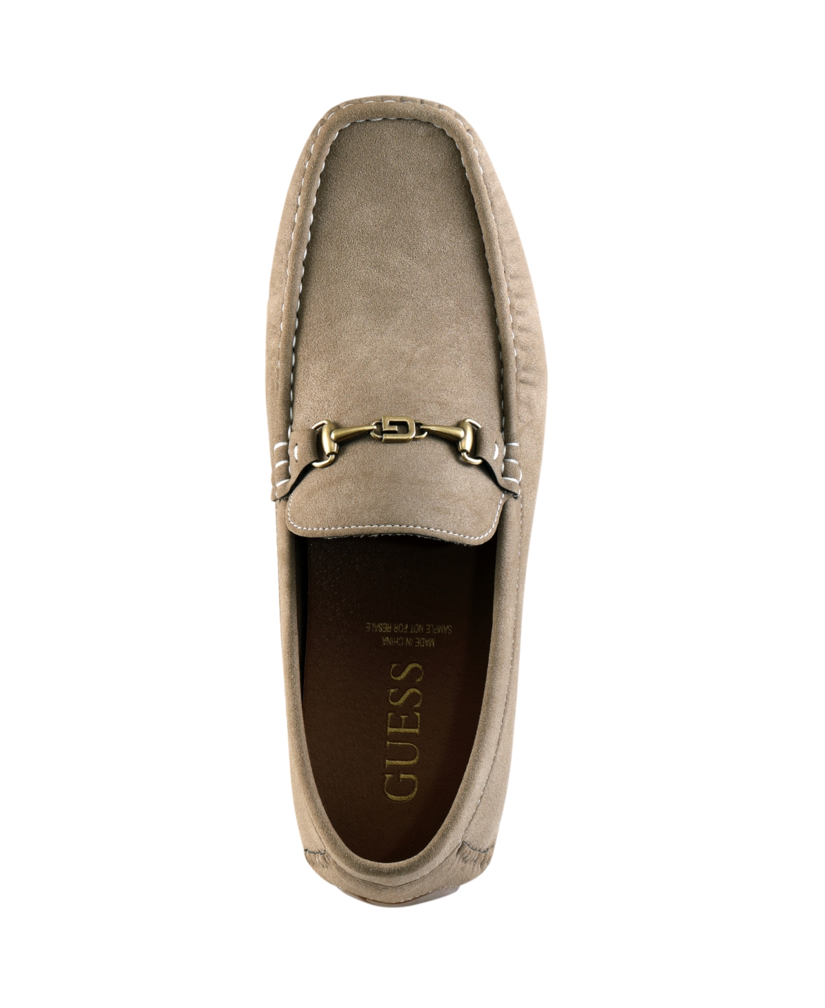 Guess Men's Ansto Logo Bit Detailed Driving Loafers In Taupe