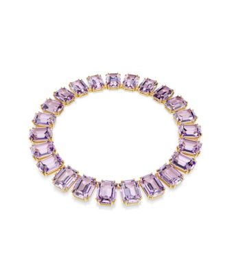 Millenia Octagon Cut Purple Gold-Tone Plated Tennis Necklace