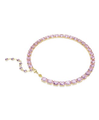 Millenia Octagon Cut Purple Gold-Tone Plated Tennis Necklace