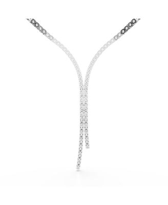 Matrix Round Cut White Rhodium Plated Y Necklace