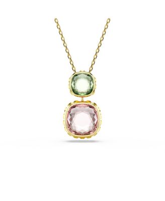 Chroma Cushion Cut Multicolored Gold-Tone Plated Pendant Necklace