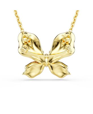 Idyllia Mixed Cuts Pav&eacute; Butterfly Multicolored Mixed Metal Finish Pendant Necklace